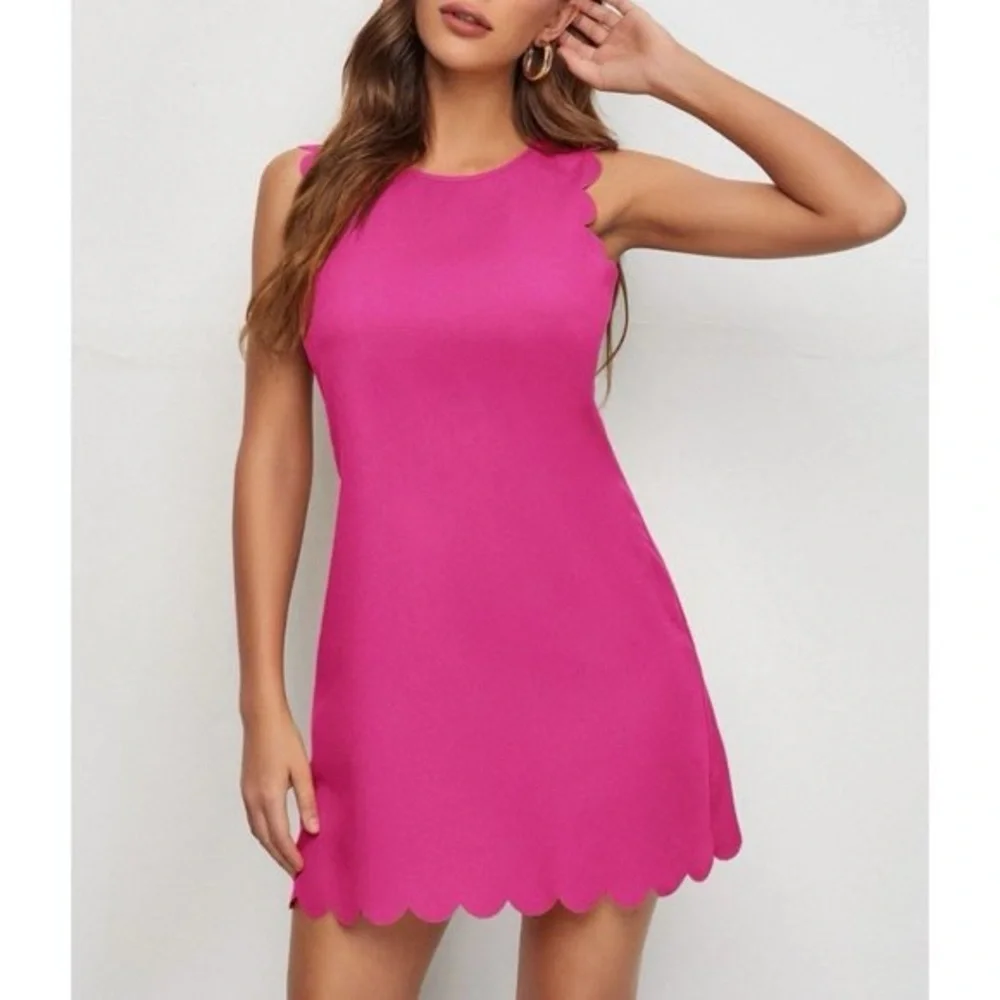 Pink Scallop Trim Dress - Picture 2 of 5